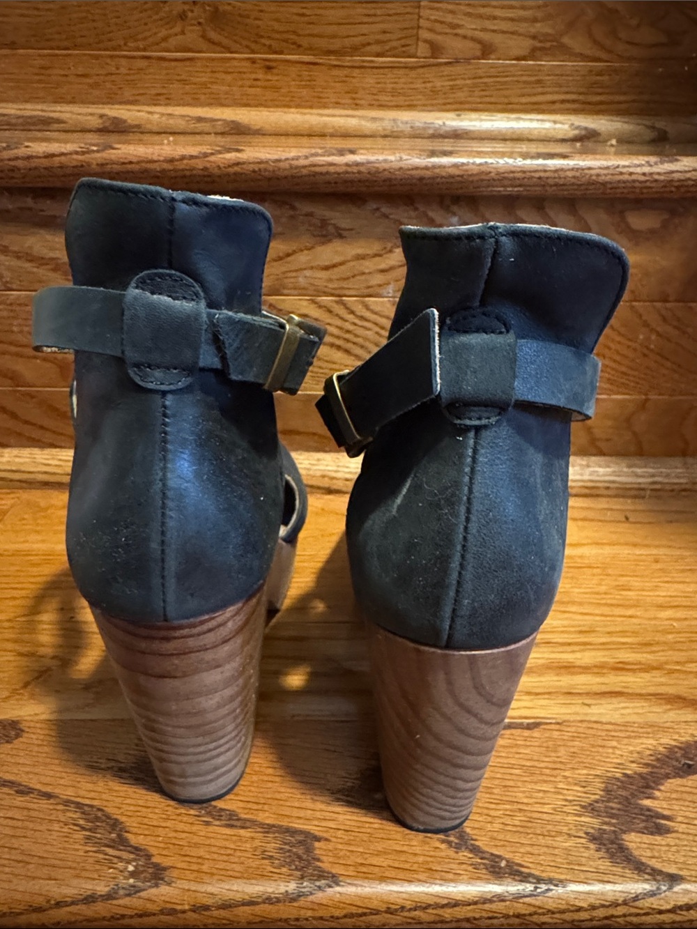 Free People Wooden Wedge Platform Cutout Boot - Black - Picture 5 of 6